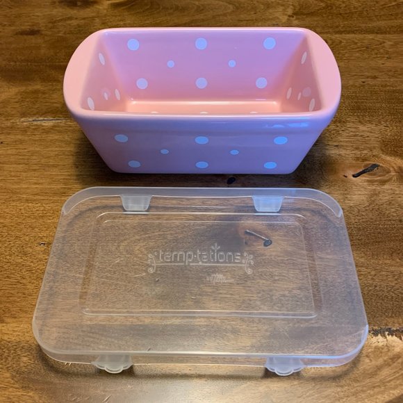 Temptations by Tara Pink Polka Dot Mini Loaf Pan with Plastic Lid - Picture 6 of 9